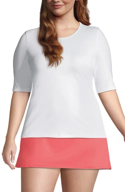 Lands' End Elbow Sleeve Relaxed Upf 50 Rash Guard In White