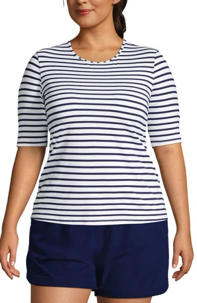 LANDS' END LANDS' END SUNSHADE UPF 50 ELBOW SLEEVE RELAXED RASH GUARD