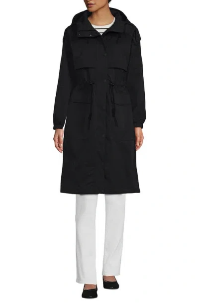 Lands' End Crinkle Raincoat In Black Slate
