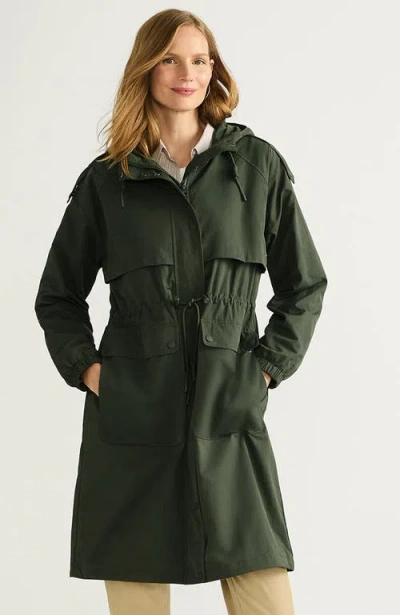Lands' End Crinkle Raincoat In Rich Olive Green