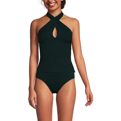 Lands' End Criss Cross Halter Tankini Swimsuit Top In Deep Balsam