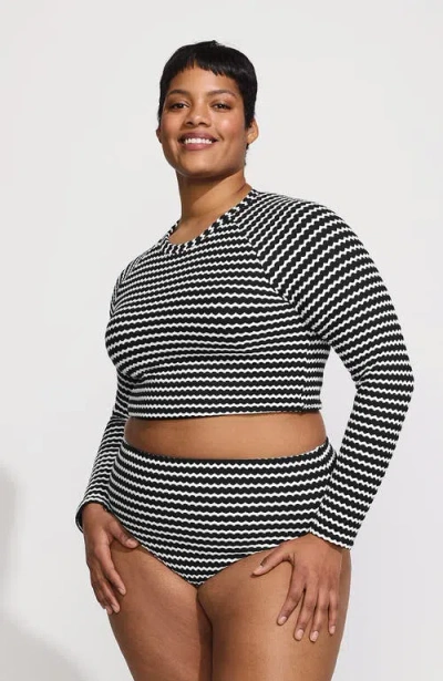 Lands' End Plus Size Crochet Long Sleeve Bikini Top And High Waisted Bottoms Swimsuit Set