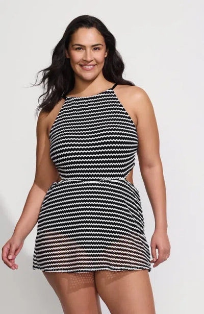 Lands' End Crochet Monokini Swim Dress Swimsuit