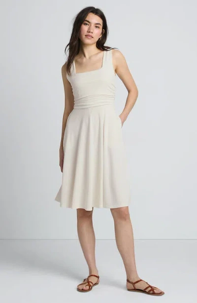 Lands' End Cupro Fit And Flare Sleeveless Dress In Ivory