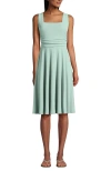 Lands' End Cupro Fit And Flare Sleeveless Dress In Mint Cream