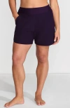 Lands' End Curvy Fit 5" Quick Dry Board Shorts Swim Shorts With Panty In Blackberry