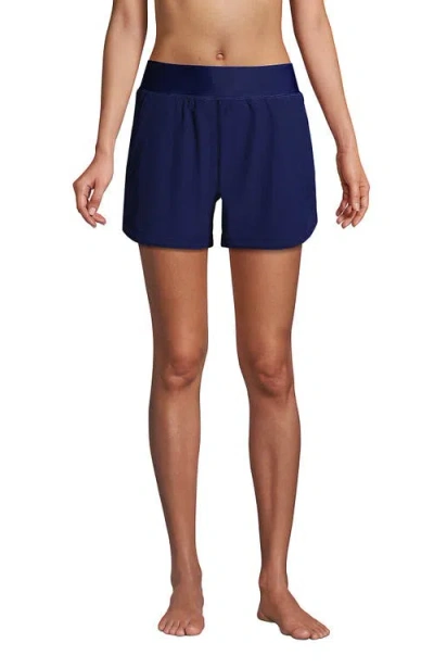 Lands' End Curvy Fit 5" Quick Dry Board Shorts Swim Shorts With Panty In Deep Sea Navy