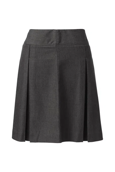 Lands' End Custom Junior's Poly Cotton Pleated Skirt Above The Knee In Gray