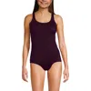 Lands' End D-cup Chlorine Resistant Scoop Neck Soft Cup Tugless Sporty One Piece Swimsuit Print In Black