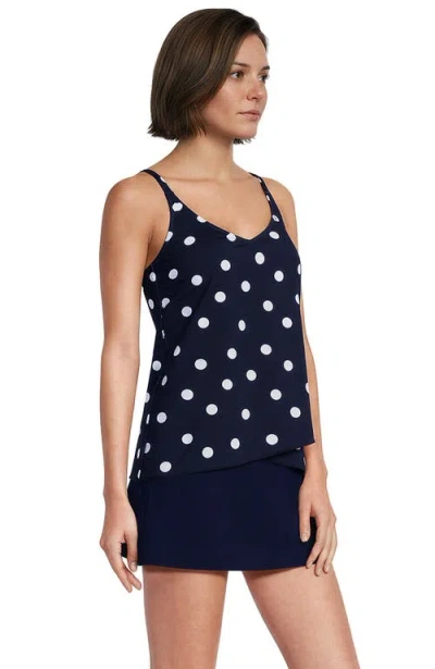 Lands' End D-cup Chlorine Resistant V-neck Tulip Hem Tankini Swimsuit Top With Adjustable Straps In Black