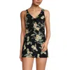 Lands' End Slender Suit Tummy Control Wrap Tankini Swimsuit Top In Black Plumeria Floral