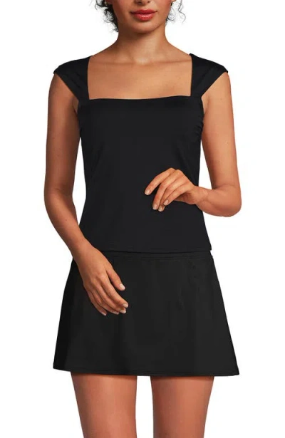 Lands' End Ddd-cup Square Neck Underwire Tankini Top In Black