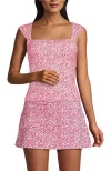 Lands' End Womens Square Neck Underwire Square Back Tankini Swimsuit Top In Coral Rose/white Ditsy Lilies
