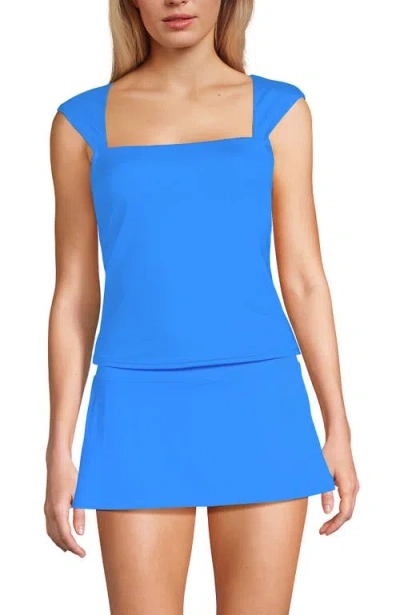 Lands' End Ddd-cup Square Neck Underwire Tankini Top In Freshwater Blue
