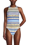 Lands' End D-cup Tugless High Neck Strappy Back Tankini Swimsuit Top