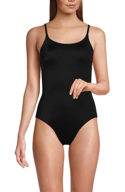 Lands' End D-cup Tugless Thin Strap One Piece Swimsuit In Black