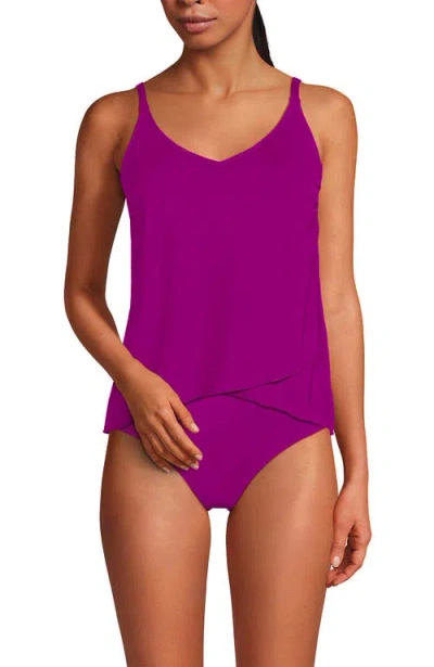 Lands' End Tulip Hem Tankini Top In Crimson Rose