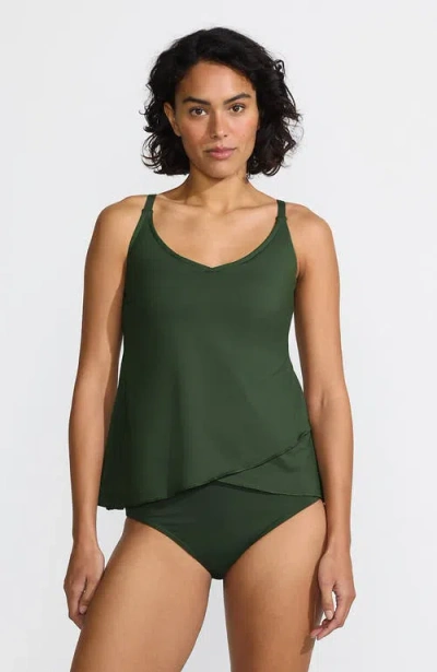 Lands' End D-cup Tulip Hem Tankini Top In Rich Olive Green
