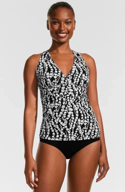 Lands' End D-cup V-neck Plunge X Back Tankini Top In Multi