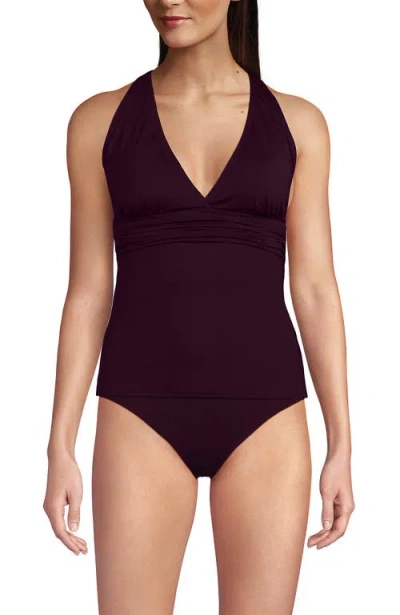 Lands' End D-cup V-neck Plunge X Back Tankini Top In Purple