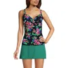 Lands' End D-cup V-neck Wrap Underwire Tankini Top Swimsuit