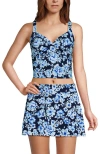 Lands' End D-cup Wirefree Wrap Midkini Swimsuit Top In Blue