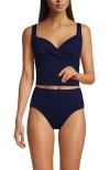 Lands' End D-cup Wirefree Wrap Midkini Swimsuit Top In Blue