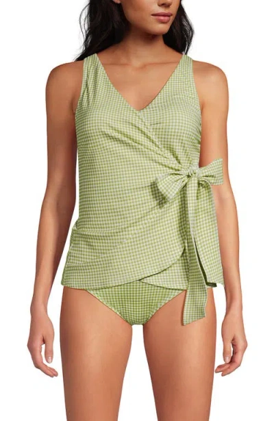 Lands' End D-cup Side Tie Tankini Top In Green