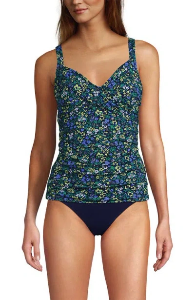 Lands' End D-cup Sweetheart Wrap Underwire Tankini Top In Multi