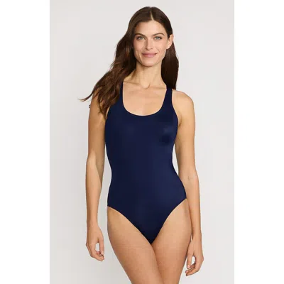 Lands' End D-cup Tugless X-back One Piece Swimsuit In Blue