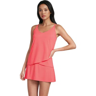 Lands' End D-cup Chlorine Resistant V-neck Tulip Hem Tankini Swimsuit Top With Adjustable Straps In Pink