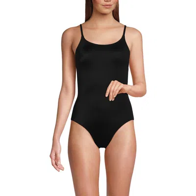 Lands' End D-cup Tugless Thin Strap One Piece Swimsuit In Black