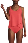 Lands' End Tulip Hem Tankini Top In Coral Bliss