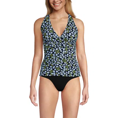 Lands' End Dd-cup V-neck Plunge X Back Tankini Top In Multi