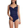 Lands' End D-cup V-neck Wrap Underwire Tankini Top Swimsuit In Deep Sea Navy