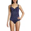 Lands' End D-cup V-neck Wrap Underwire Tankini Top Swimsuit In Deep Sea Polka Dot