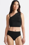 Lands' End D-cup Ruched One Shoulder Tankini Top In Black