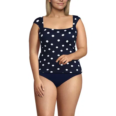 Lands' End Ddd-cup Square Neck Underwire Tankini Top In Black