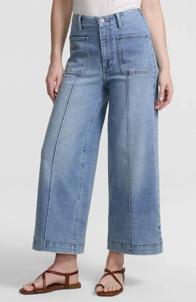 Lands' End Denim High Rise Extra Wide Leg Crop Jeans In Blue
