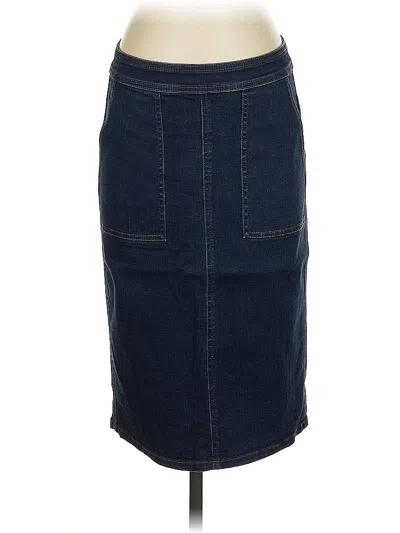 Pre-owned Lands' End Denim Skirt In Blue