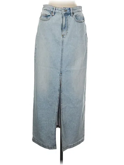 Pre-owned Lands' End Denim Skirt In Blue