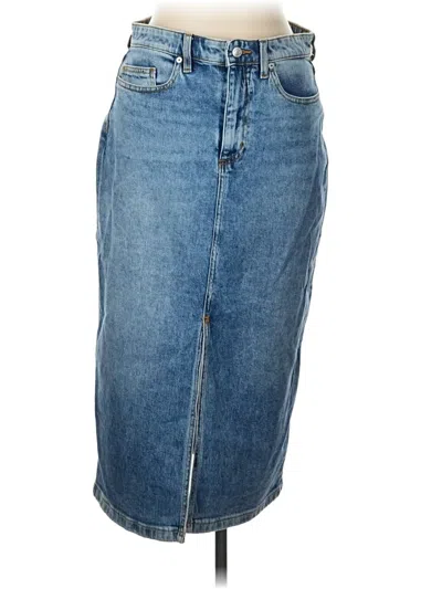 Pre-owned Lands' End Denim Skirt In Blue