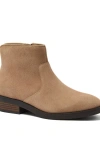 Lands' End Detailed Suede Zip Ankle Booties In Brown