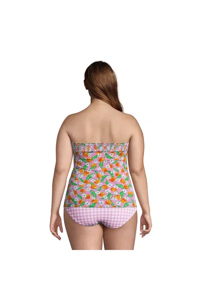 Lands' End Draper James X  Women's Plus Size Chlorine Resistant Bandeau Tankini Top Swimsuit - Pink -