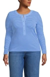 Lands' End Drapey Rib Skimming Long Sleeve Henley In Blue