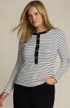 Lands' End Drapey Rib Skimming Long Sleeve Henley In Multi
