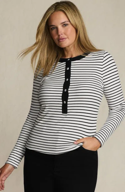 Lands' End Drapey Rib Skimming Long Sleeve Henley In Multi