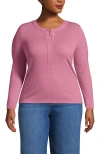 Lands' End Drapey Rib Skimming Long Sleeve Henley In Pink