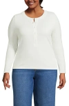 Lands' End Drapey Rib Skimming Long Sleeve Henley In White