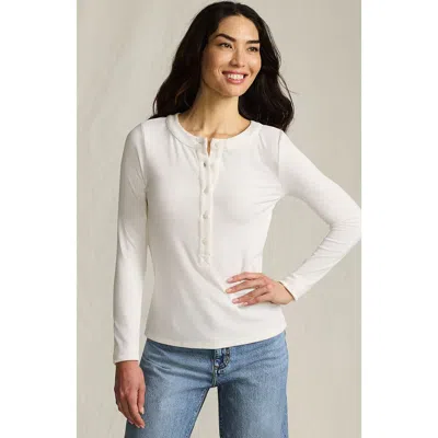 Lands' End Drapey Rib Skimming Long Sleeve Henley In White